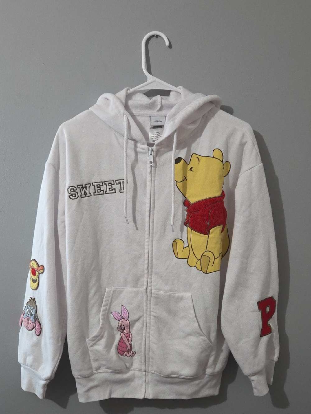 White Winnie the Pooh Zip-Up Hoodie Jacket